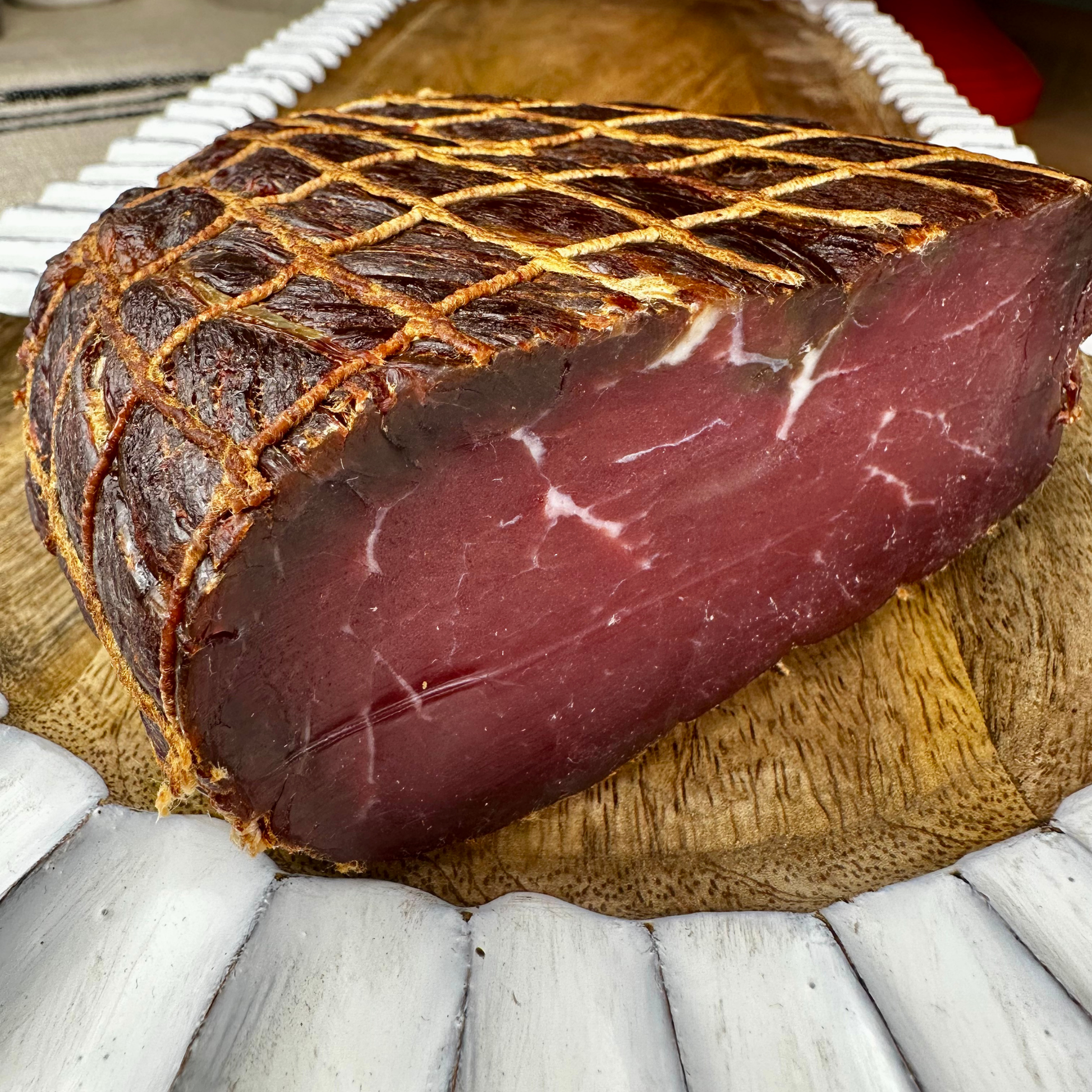 Whole piece of dry-aged beef prosciutto — artisanal and air-cured