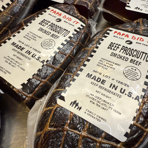 Papa Did It Beef Prosciutto – smoked beef delicacy made in the USA, perfect for charcuterie
