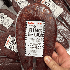Papa Did It Air-Dried Beef Beef Sudjuk — Hickory-Smoked Dry-Cured Spiced Beef Sausage