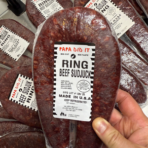 Papa Did It Ring Beef Sudjuk – traditional cured sausage hand-packed for freshness